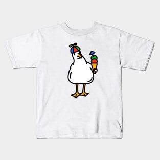 Propeller Hat Seagull With Ice Cream Kids T-Shirt